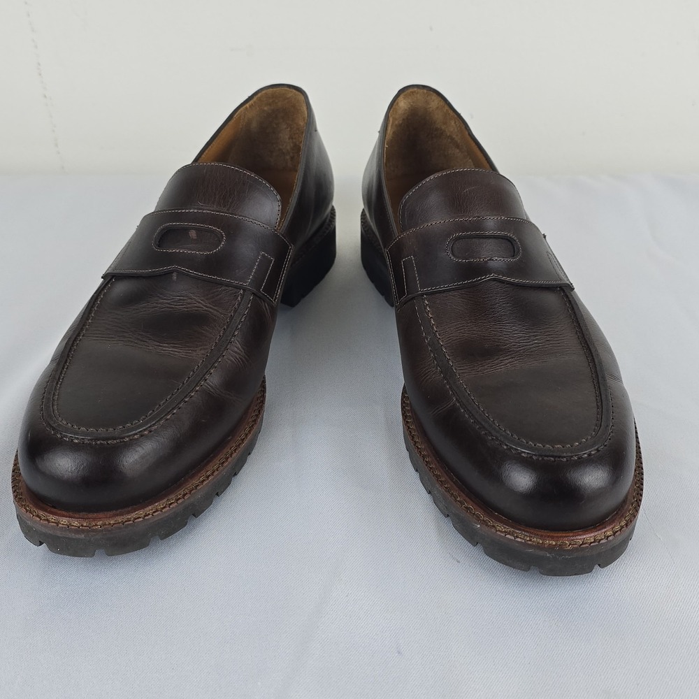 Beckett Simonon Fuentes Penny Loafers Mens 11.5 Brown Leather Lug Sole Shoes